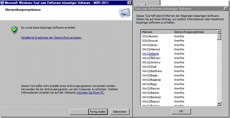 Windows-Tool zum Entfernen bösartiger Software