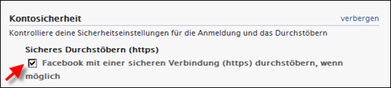 3.) Aktiviere nun "Sicheres Durchstöbern (https)" und danach auf "Speichern"