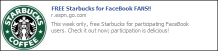 Free Starbucks for FaceBook FANS