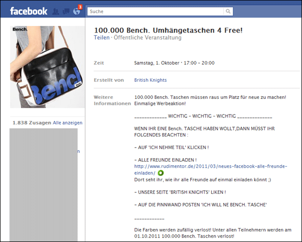100.000 Bench. Umhängetaschen 4 Free!
