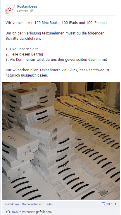 Fake: Die angeblich zu verschenkenden Apple Produkte – mimikama.org