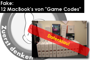 Fake: 12 MacBooks von Game Codes