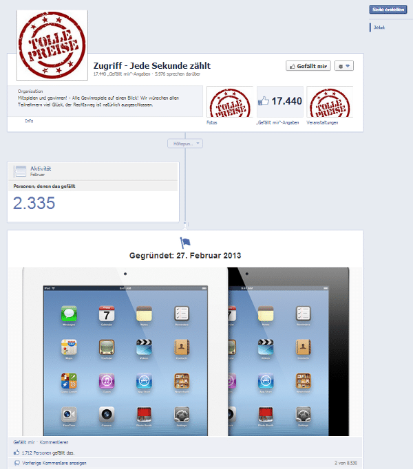 Fake Veranstaltung: Die ersten 500.000 oder 50.000 Teilnehmer bekommen ein iPad 3 – mimikama.org