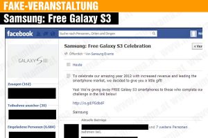 Fake Veranstaltung: „Samsung: Free Galaxy S3 Celebration“