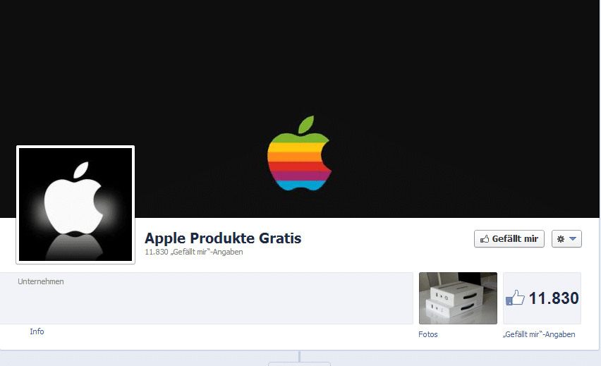 Die Samsung und Apple Produkte GRATIS Fake Seiten auf Facebook
