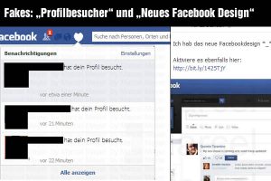 Fakes: „Profilbesucher“ und „Neues Facebook Design“