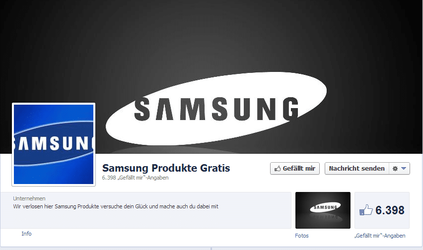 Die Samsung und Apple Produkte GRATIS Fake Seiten auf Facebook