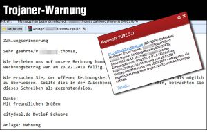 Trojaner-Warnung bei E-Mails mit einer Rechnung im Dateianhang