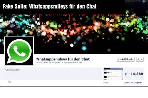 Fake Seite: Whatsappsmileys für den Chat
