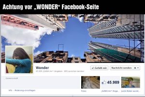 Warnung vor der „Wonder“ Seite auf Facebook
