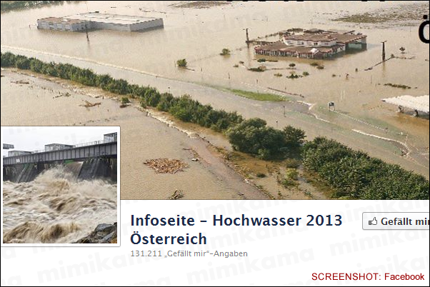 Facebook: Information page - Floods 2013 Austria