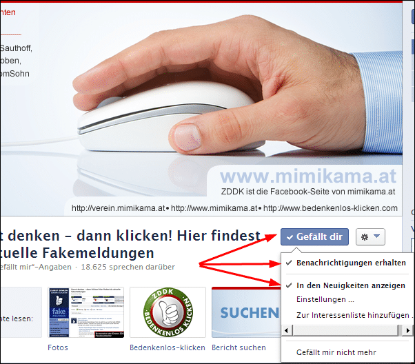 Facebook: Klicke auf “Gefällt mir”