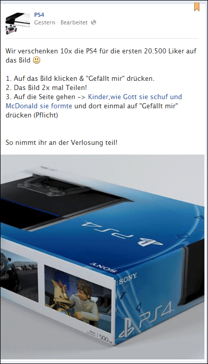 PS4 verschenkt 10x PS4 für die ersten 20.500 Liker