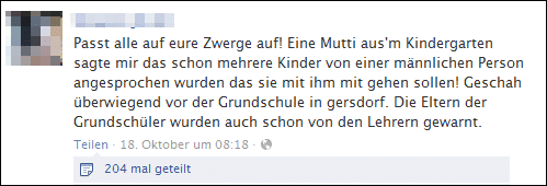 Postings zum Ansprechen von Kindern bei Facebook Postings zum Ansprechen von Kindern bei Facebook