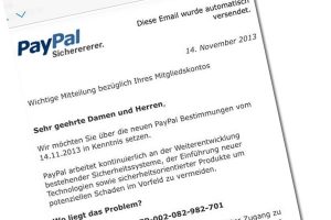 PayPal Betrugsmail im Umlauf