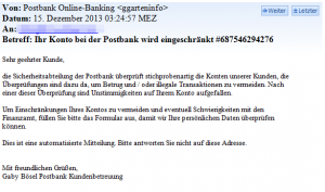 Trojaner von: Postbank Online-Banking