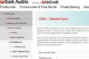 Phishing E-Mail mit dem Betreff: Bank Austria Unicredit Kreditkarte aktualisieren