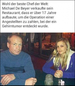 Michael De Beyer verkauft sein Restaurant um die Operation seiner Angestellten bezahlen zu können.