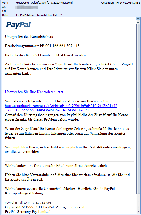 PayPal Phishing E-Mail PayPal Phishing E-Mail