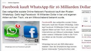 Facebook kauft WhatsApp (KEIN FAKE)