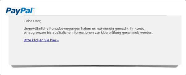 PayPal-Betrug: Der Zugriff auf Ihr Konto wurde eingeschränkt