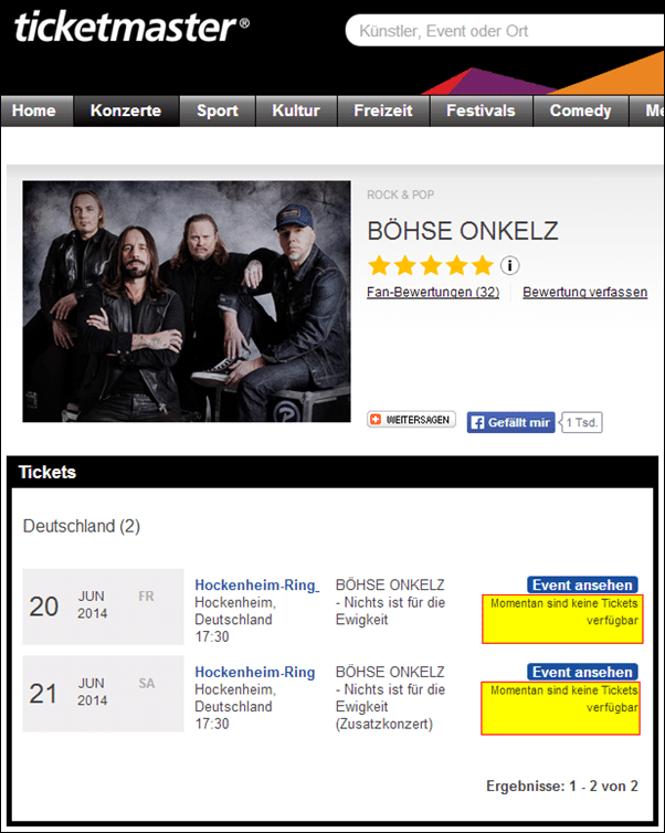 GRATIS Böhse Onkelz Tickets 2014 - ABOFALLE auf Facebook