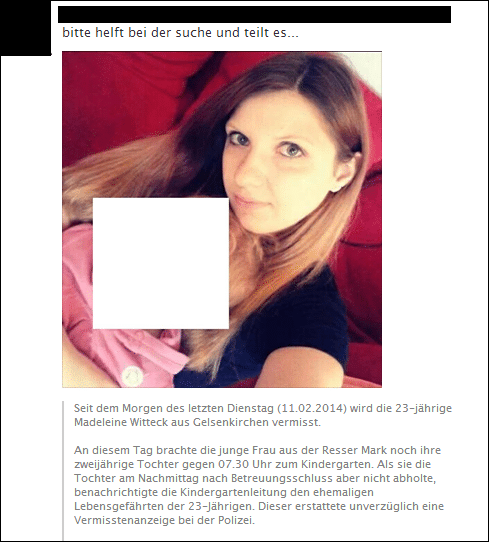 Madeleine Witteck aus Gelsenkirchen vermisst