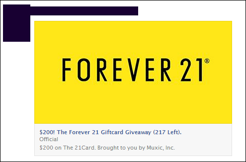 0! The Forever 21 Giftcard