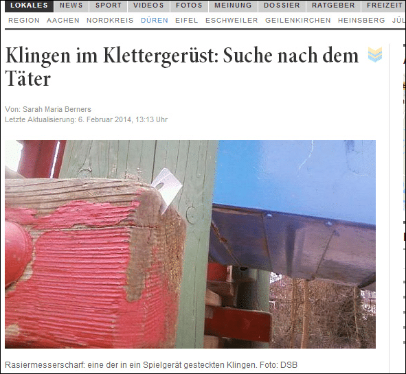 Rasierklingen auf Dürener Spielplatz? - Kein Fake!