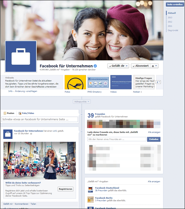 Altes Design der Facebook-SEITEN