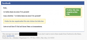 Trojaner-Warnung: Betrüger versenden gefälschte E-Mails im Namen von Facebook. (Wir haben Ihnen ein neues Foto gesendet)