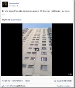 Sprung vom 13.Stock – kein Fake, aber was hat das auf Facebook zu suchen?
