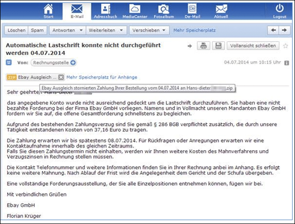 Automatische Lastschrift konnte nicht durchgeführt w