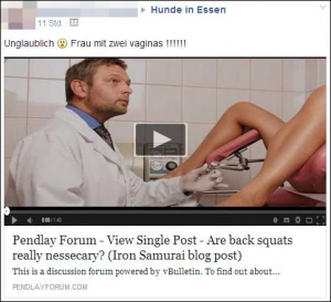 Lockmittel Frauenarzt-Videos in Facebook- Gruppen