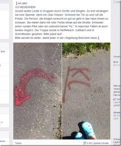 Rote Markierungen auf Gehwegen und Straßen – neue Gaunerzinken?