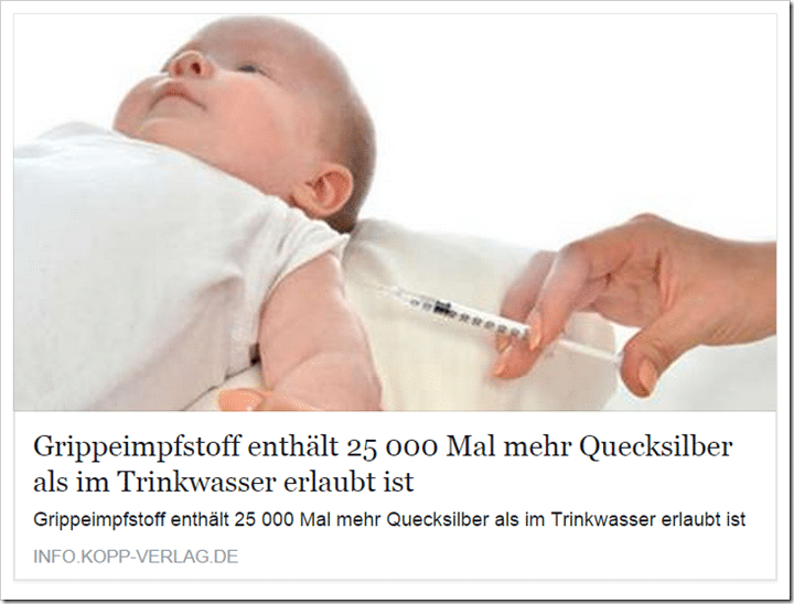 Enthält Grippeimpfstoff 25.000 Mal mehr Quecksilber als Trinkwasser?