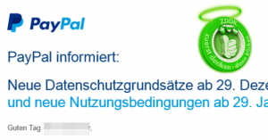 Diesmal ist es keine Phishingmail: “PayPal aktualisiert die AGBs”
