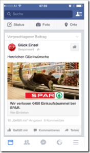 Achtung: Betrügerische Facebook-Werbeanzeige nützt das SPAR-Logo widerrechtlich
