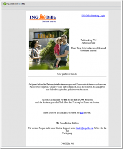 ING DiBa-Telebanking PIN Aktualisierung (Phishing)