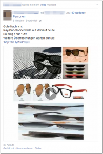 Ray-Ban Sonnenbrillen auf Facebook Diesmal in Form eines Videos.