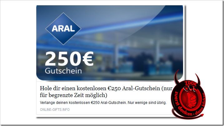 Aral 250€ Gutschein–Vorsicht Abofalle!