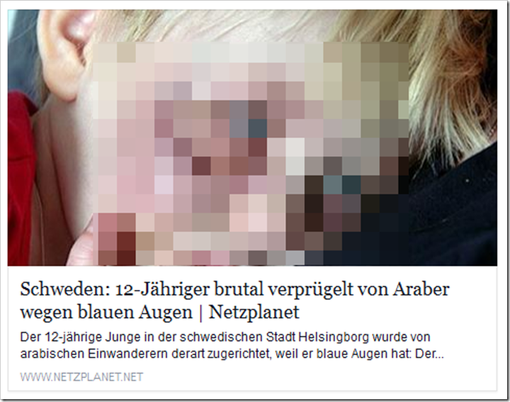 Schweden: 12-Jähriger brutal verprügelt von Araber wegen blauen Augen