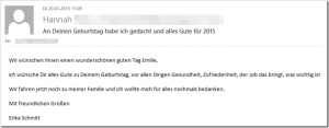 Dubiose E-Mail Flut mit “An Deinen Geburtstag habe ich gedacht und alles Gute für 2015.”
