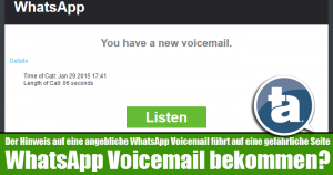 WhatsApp E-Mail mit “You have a new voicemail.”