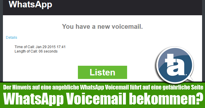 WhatsApp E-Mail mit “You have a new voicemail.”