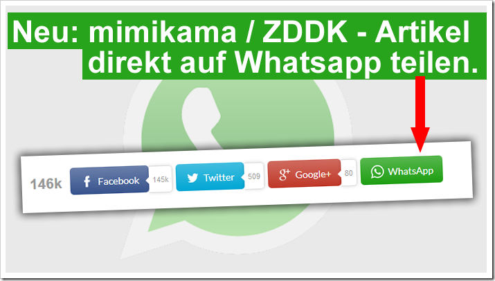 Neu: mimikama / ZDDK – Artikel direkt auf Whatsapp teilen.
