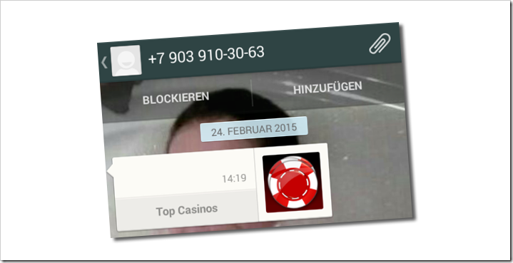 WhatsApp: Nachricht von Top Casinos erhalten?