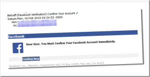 Warnung vor einer E-Mail von Facebook Verification