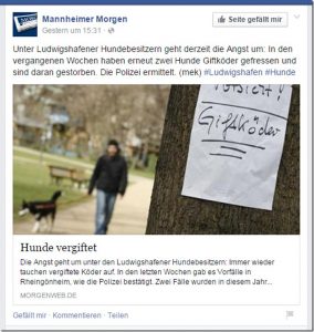 Kein Fake! Hunde in Ludwigshafen vergiftet