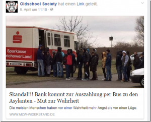 “Skandal!!! Bank kommt zur Auszahlung per Bus zu den Asylanten” [Der Sparkassenbus]